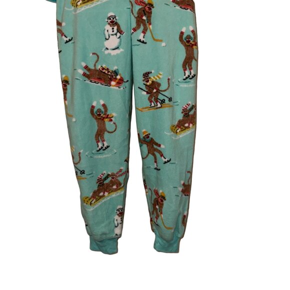 NWT Nick & Nora Pajamas Womens M Monkey Soft Fleece Unionsuit One Piece Green - Picture 10 of 11